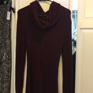 burgundy cowl neck sweater dress